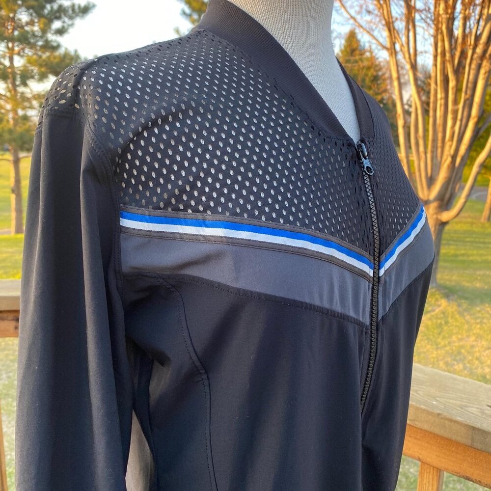 Z by Zella Women’s Main Event  Mesh Yoke Top Track Jacket Medium Black Full Zip - Picture 8 of 13